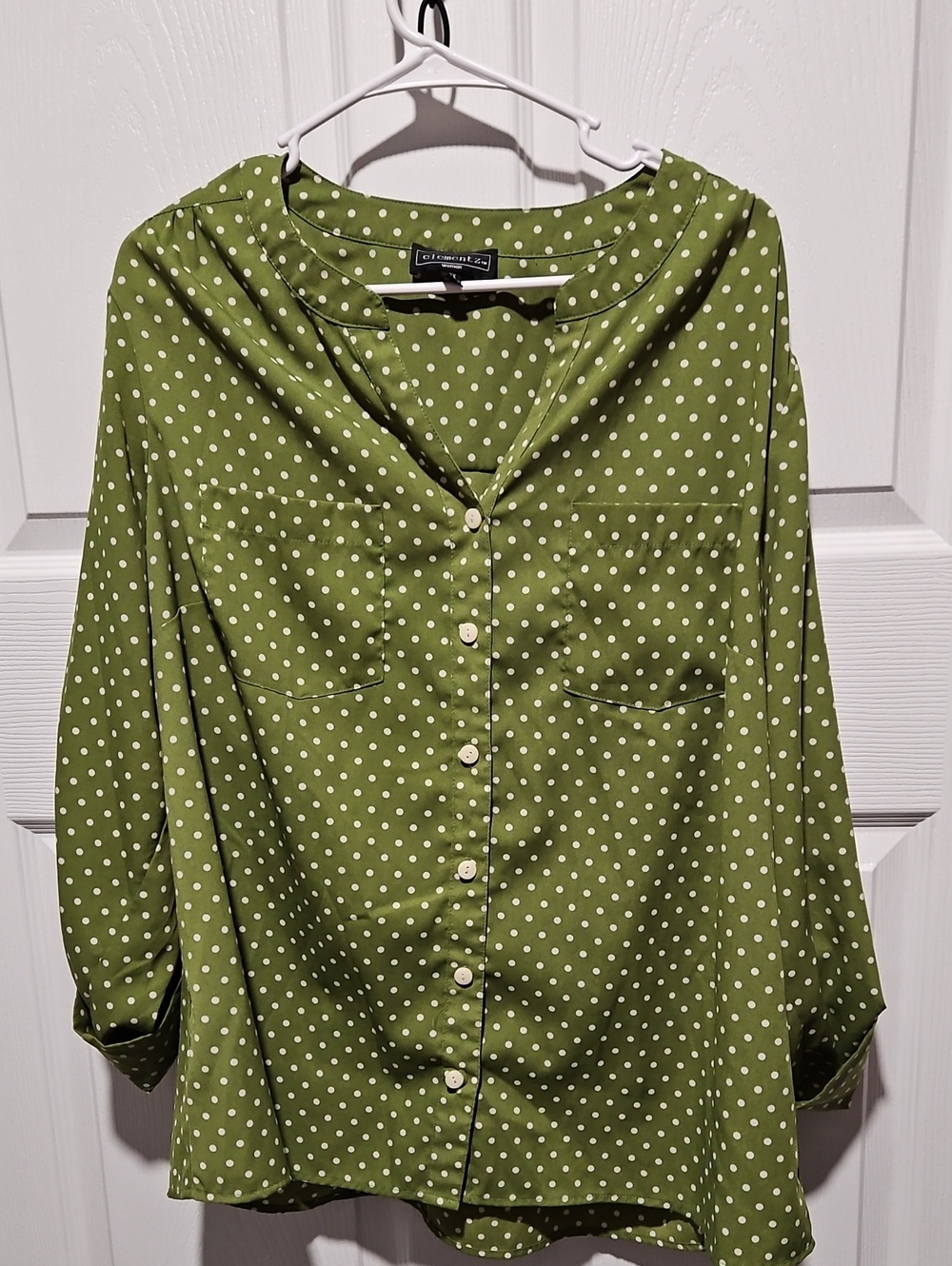 Elementz Olive Green Polka Dot Button-Down Shirt